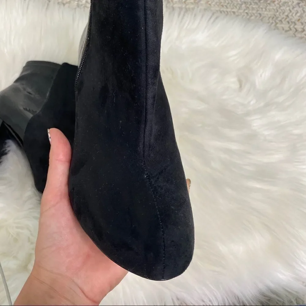 Victor Alfaro black suede croco embossed booties
